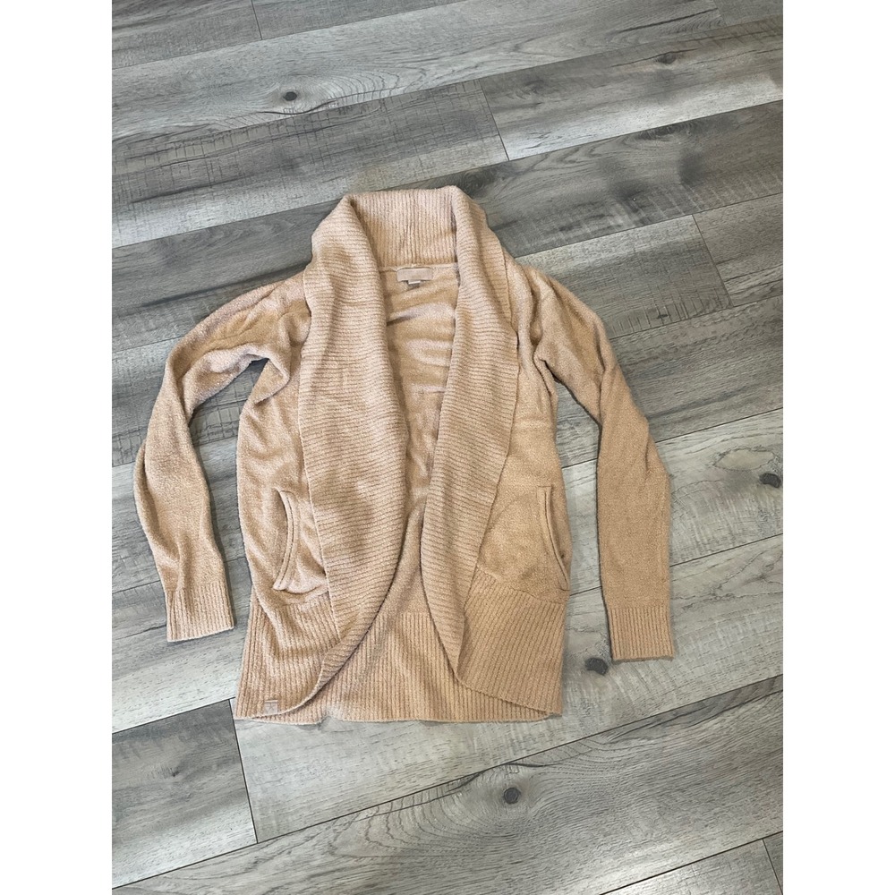 Barefoot Dreams CozyChic Lite Circle Cardigan‎ Tan Camel Open Front Sweater 452